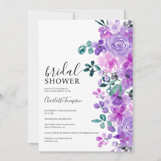 Romantische paarse bloemen lavender vrijgezellenfe kaart (Voorkant)