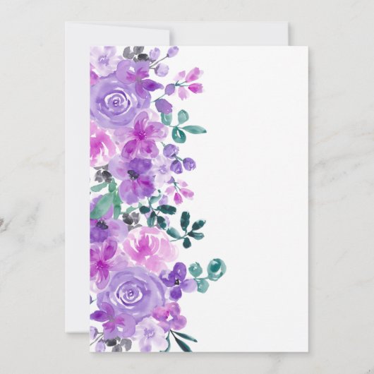 Romantische paarse bloemen lavender vrijgezellenfe kaart (Achterkant)