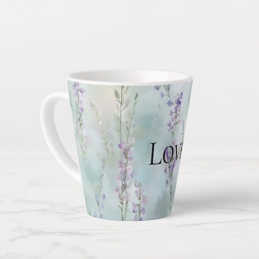 Romantische Paarse bloemen liefde Latte Mok (Linkerhoek)