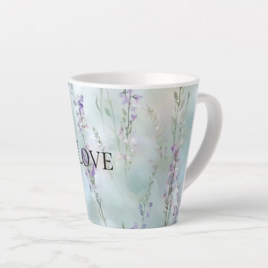 Romantische Paarse bloemen liefde Latte Mok (Rechterhoek)