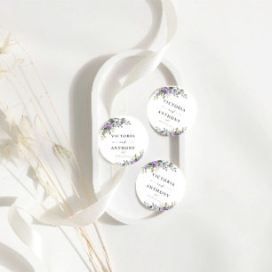 Romantische Paarse Bloemen Ronde Trouwonderzetter Kartonnen Onderzetter