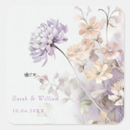 Romantische paarse bloemen trouw Sticker