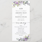 Romantische Paarse Bloemen Trouwprogramma Programmakaart (Voorkant)