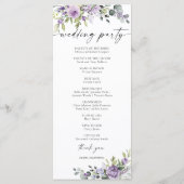 Romantische Paarse Bloemen Trouwprogramma Programmakaart (Achterkant)