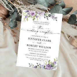 Romantische Paarse Bloemen Trouwreceptie Kaart