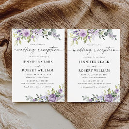 Romantische Paarse Bloemen Trouwreceptie Kaart