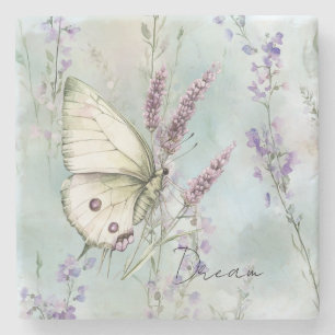 Romantische Paarse Bloemen Vlinder Droom Stenen Onderzetter