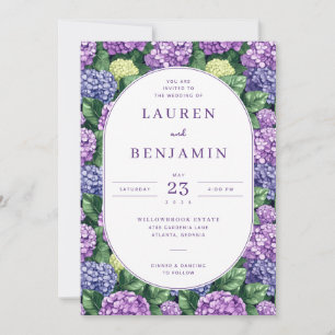 Romantische paarse bloemige Hortensia border Kaart