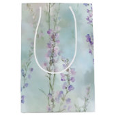 Romantische paarse bloemrijke bruiloft bruidsfeest medium cadeauzakje (Voorkant)