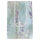 Romantische paarse bloemrijke bruiloft bruidsfeest medium cadeauzakje (Achterkant)