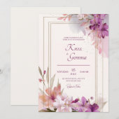 Romantische Paarse Bloesem Bloemen Huwelijk Kaart (Voorkant / Achterkant)