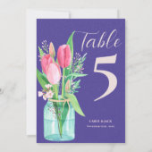 Romantische Paarse Blush Tulp Trouwtafel Nummer Bedankkaart (Achterkant)