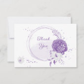 romantische paarse botanische bruiloft bedankkaart (Voorkant)