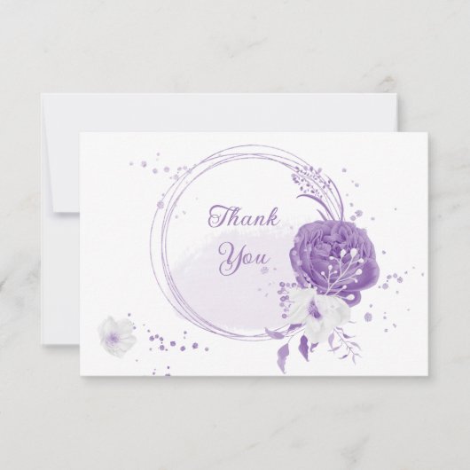 romantische paarse botanische bruiloft bedankkaart (Voorkant)