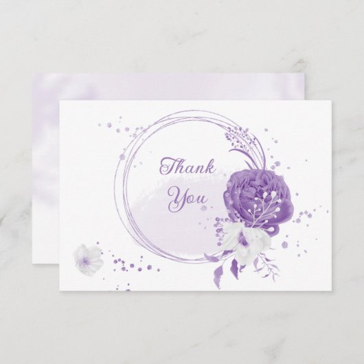 romantische paarse botanische bruiloft bedankkaart (Voorkant / Achterkant)