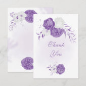 romantische paarse botanische bruiloft bedankkaart (Voorkant / Achterkant)