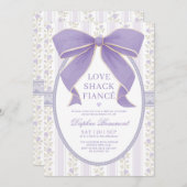 Romantische Paarse Bow Loveshack Fiancé Vrijgezell Kaart (Voorkant / Achterkant)