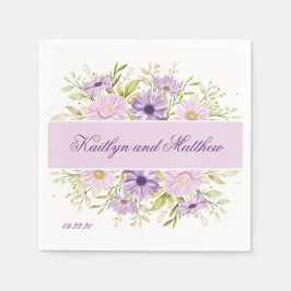 Romantische Paarse bruiloft Bloemen Servet