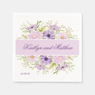 Romantische Paarse bruiloft Bloemen Servet