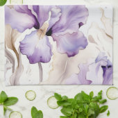 Romantische paarse crème iris bloem bruiloftsshowe theedoek (Gevouwen)