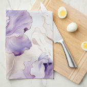 Romantische paarse crème iris bloem bruiloftsshowe theedoek (Quarter Fold)