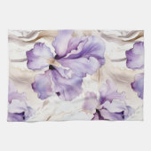 Romantische paarse crème iris bloem bruiloftsshowe theedoek (Horizontaal)