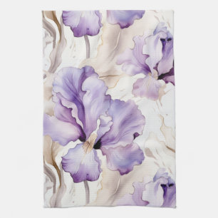 Romantische paarse crème iris bloem bruiloftsshowe theedoek