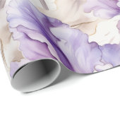 Romantische Paarse Crème Iris Bloemachtige Bruidsm Cadeaupapier (Rol Hoek)