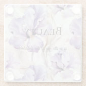 Romantische Paarse Crème Iris Floral Beauty Quote Glazen Onderzetter (Achterkant)