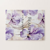 Romantische Paarse Crème Iris Floral Beauty Quote Legpuzzel (Horizontaal)