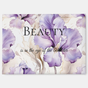 Romantische Paarse Crème Iris Floral Beauty Quote Magneet
