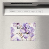 Romantische Paarse Crème Iris Floral Beauty Quote Magneet (Insitu (Vaatwasser))