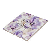 Romantische Paarse Crème Iris Floral Beauty Quote Tegeltje (Zijkant)