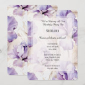 Romantische Paarse Crème Iris Floral Verjaardag Kaart (Voorkant / Achterkant)