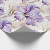 Romantische Paarse Crème Iris Floral Vrijgezellenf Cadeaupapier (Hoek)