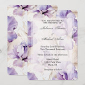 Romantische Paarse Crème Iris Floral Wedding Kaart (Voorkant / Achterkant)