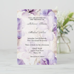 Romantische Paarse Crème Iris Floral Wedding Kaart