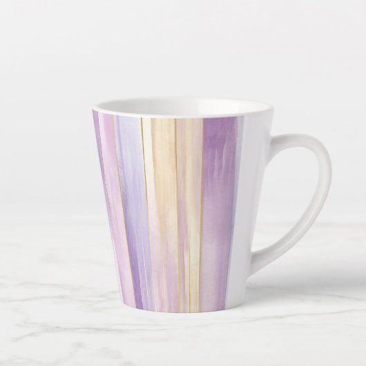 Romantische Paarse Crème Iris Stripes Vrijgezellen Latte Mok (Rechts)