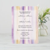 Romantische Paarse Crème Iris Stripes Wedding Kaart (Staand voorkant)