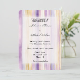 Romantische Paarse Crème Iris Stripes Wedding Kaart