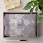 Romantische Paarse Crème Witte Lace Bloemen Huweli Tissuepapier (Geschenk)