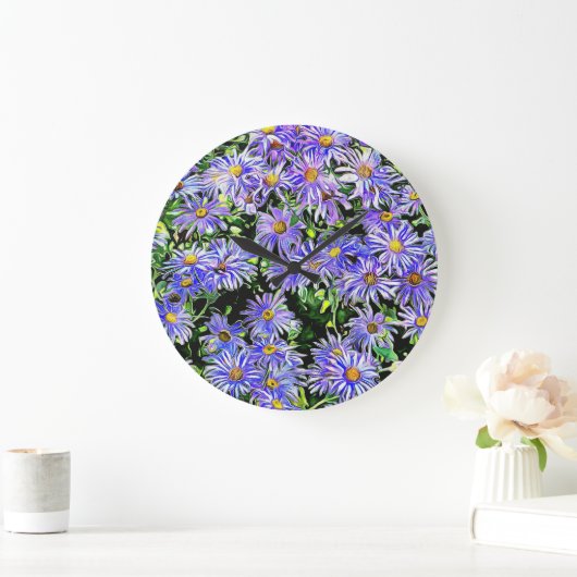 Romantische Paarse Daisies Grote Klok (Huis)