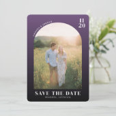 Romantische Paarse Elegante Foto Save The Date (Staand voorkant)