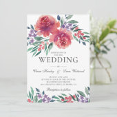 Romantische Paarse en roze Waterverf bruiloft Kaart (Staand voorkant)