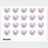 Romantische Paarse en Roze Waterverf Love Seal Hart Sticker (Vel)