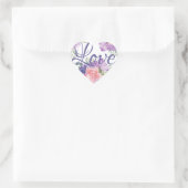 Romantische Paarse en Roze Waterverf Love Seal Hart Sticker (Tas)