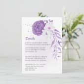 romantische paarse en witte flora informatiekaartje (Staand voorkant)