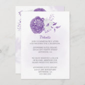 romantische paarse en witte flora informatiekaartje (Voorkant / Achterkant)