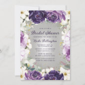 Romantische Paarse Floral Glitter Vrijgezellenfees Kaart (Voorkant)