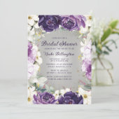Romantische Paarse Floral Glitter Vrijgezellenfees Kaart (Staand voorkant)